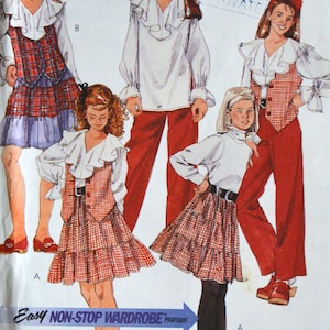 1994 McCall&#39;s Sewing Pattern 7261 Girls&#39; Lined Vest, Blouse, Pull-On Skirt, and Pants Size 10-12-14