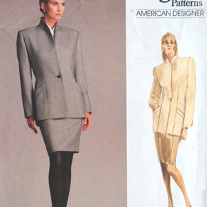 1987 Vogue Calvin Klein Padrão de costura 2002 Jaqueta e saia tamanho 10