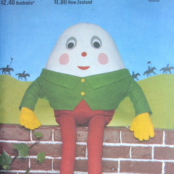 Humpty Dumpty Nursery Rhyme character vintage sewing pattern Style 3161; ©1980, Humpty Dumpty Craft Pattern, 36"/87cm, boots, Jacket