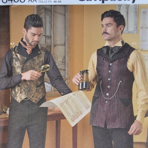 Einfachheit: 8408 Kostüm-Schnittmuster, Herrenhemd und Weste, Größen 38-44