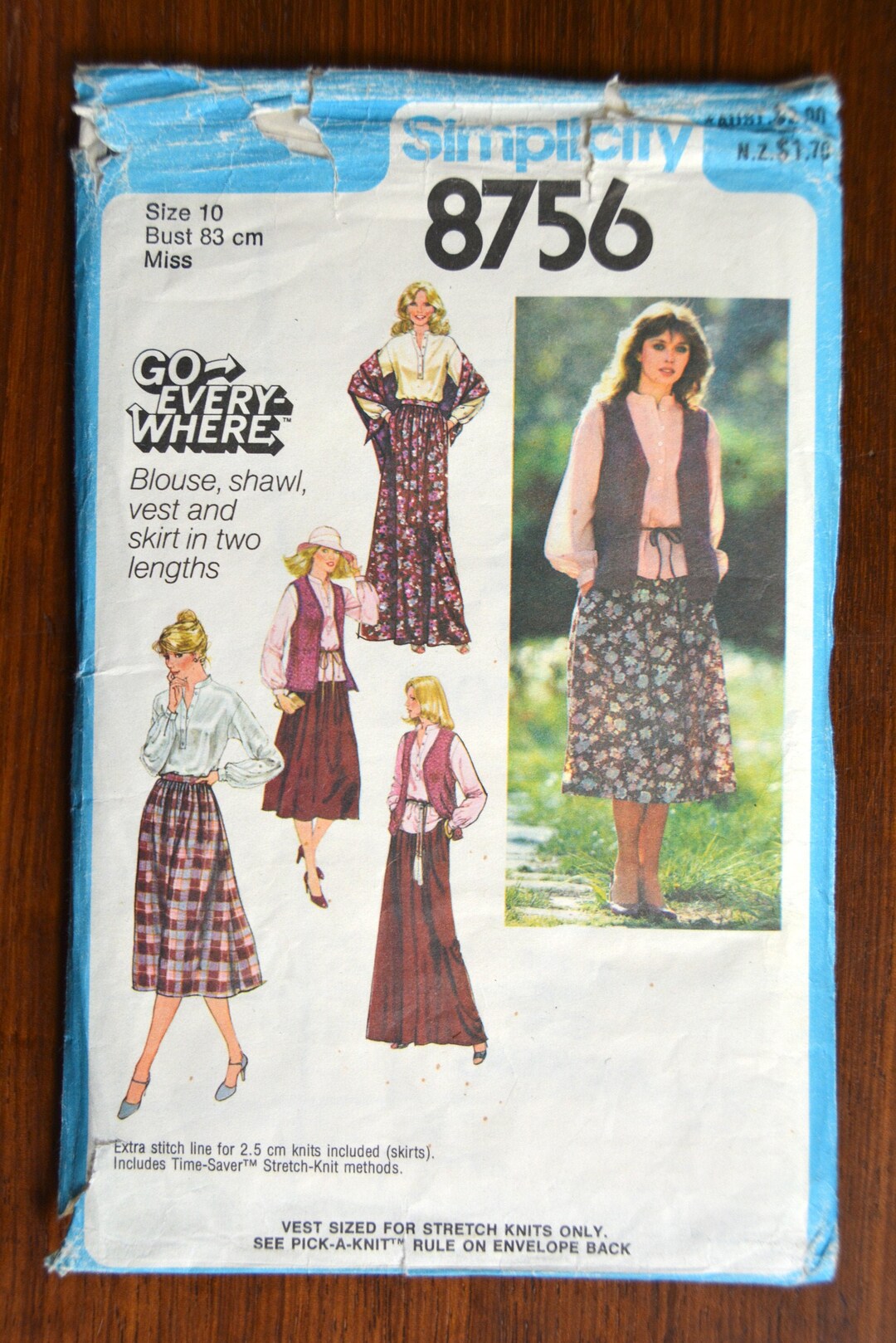 1978 Simplicity Sewing Pattern 8756, Blouse Vest Skirt, Size 10 - Etsy ...