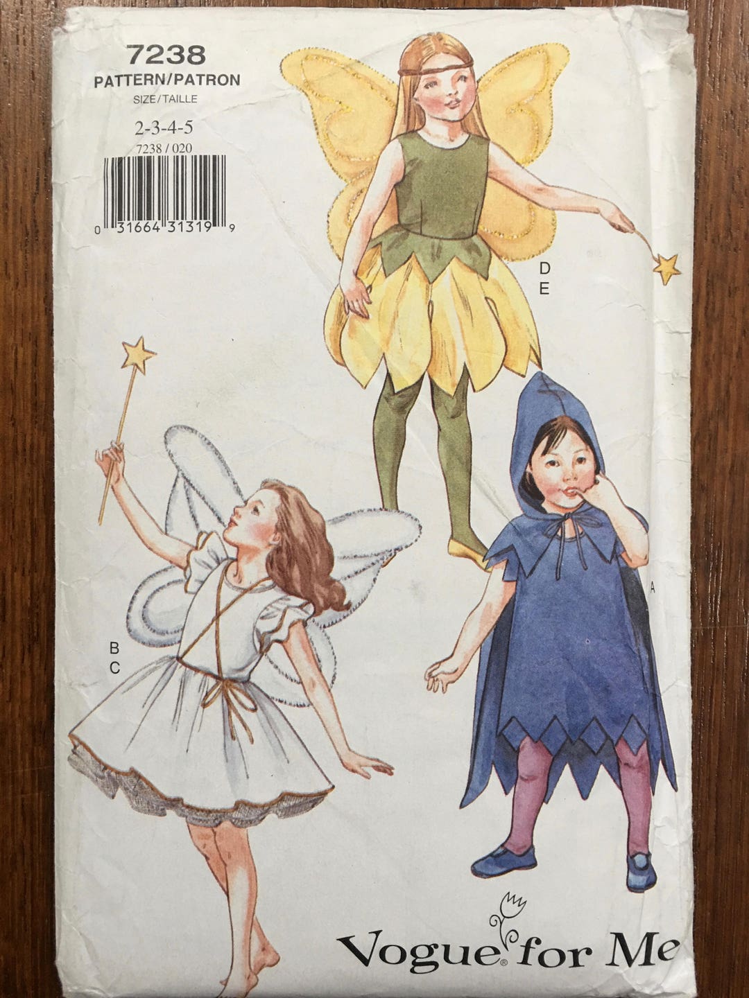 Vogue Children's Costume Sewing Pattern 7238, Fairy Princess, Size 2-5 ...