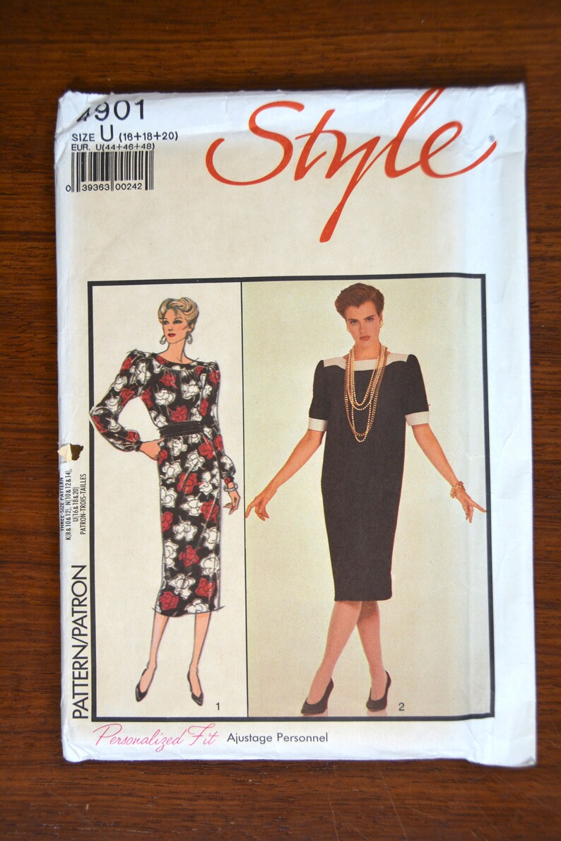 20 from 1986 Style Ladies dress Pattern 4901 Uncut 18 Sizes 16