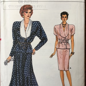 80s Vogue, VOGUE 9772~&#39;86~Misses Top & Straight Or Flared Skirt Pattern~Sz.8-10-12~New~Ff
