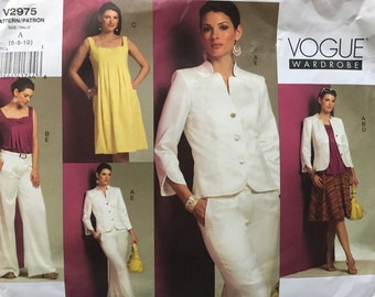 Vogue Wardrobe Pattern Size D 12 14 16 V 2975 Sewing Pattern  Jacket Dress Skirt Pants Sewing Pattern  Uncut 6-8-10-A