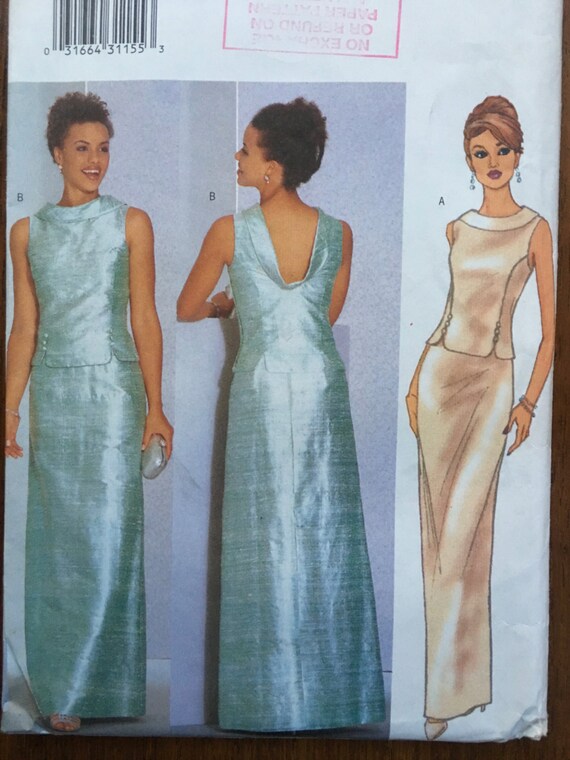 Butterick Sewing Pattern 6466 Close-fitting Draped Back Top and Skirt Size  18 20 22 - Etsy