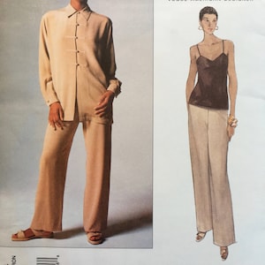 1994 Vogue Anne Klein II-amerykański projektant nr 1344-marynarka Misses' Pullover Top-spodnie z prostymi nogawkami-UNCUT Rozmiar 6-10