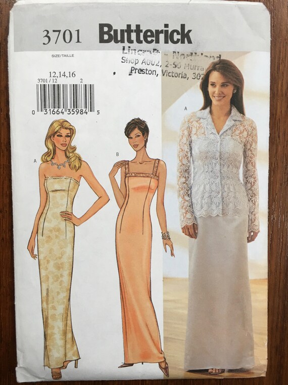Butterick 3701 Prom Gown Bridal Bridesmaid Wedding Long Dress Etsy