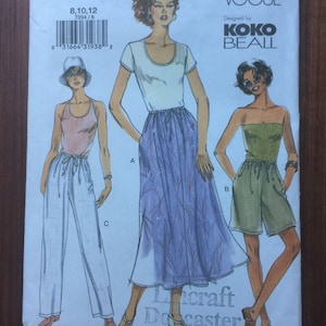 Vogue Very Easy Vogue 2001 Sewing Pattern 7294 - Skirt Pant Short Callote by Koko Beall Sizes 8-10-12 Uncut FF