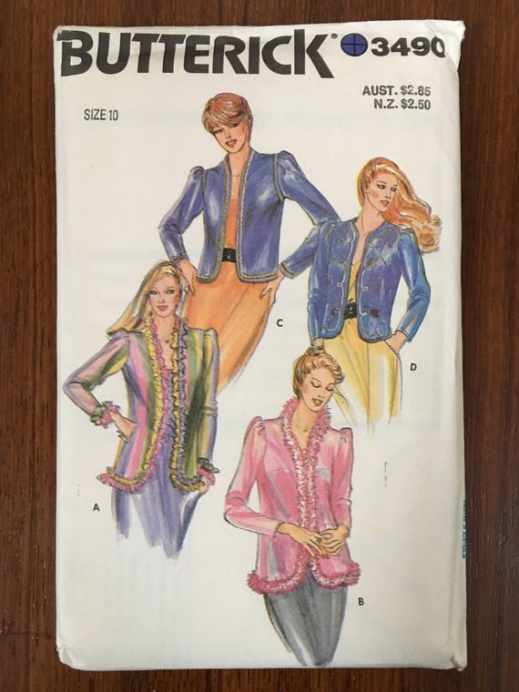 RARE 3490 Butterick Sewing Pattern Jacket Size 10 OOP Uncut Jacket