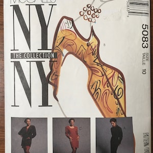 McCall&#39;s 5083 Fitted Designer Dress with Tapered Dolman Sleeves & Jacket Size 10 UNCUT