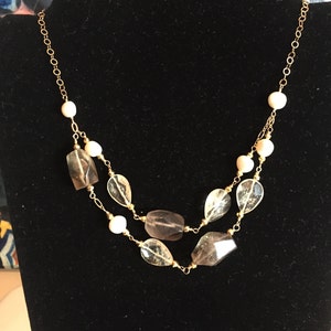 Smoky Quartz, Rutilated Quartz and Pearls