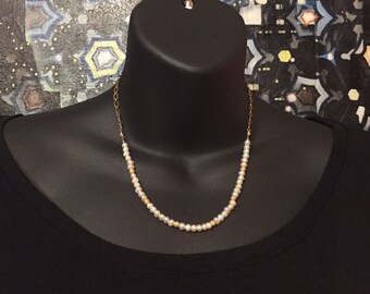 Pearl Necklace with Gold Stardust Beads