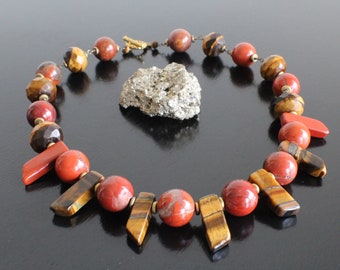 Red Jasper and Tiger Eye Statement Piece