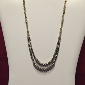Faceted Pyrite Double Stand with Gold Chain