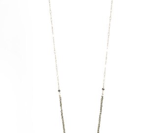 Silvery Graduated Pyrite Beads on Gold Chain