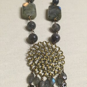 Faceted Labradorite and Gold Pendant image 4