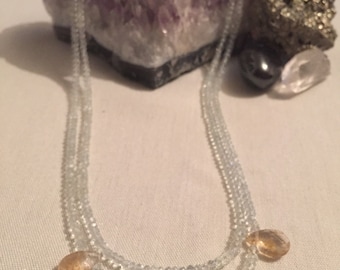 Light Green Peridot and Speckled Quartz