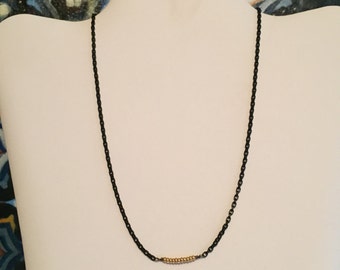 Gold Beads with Black Chain