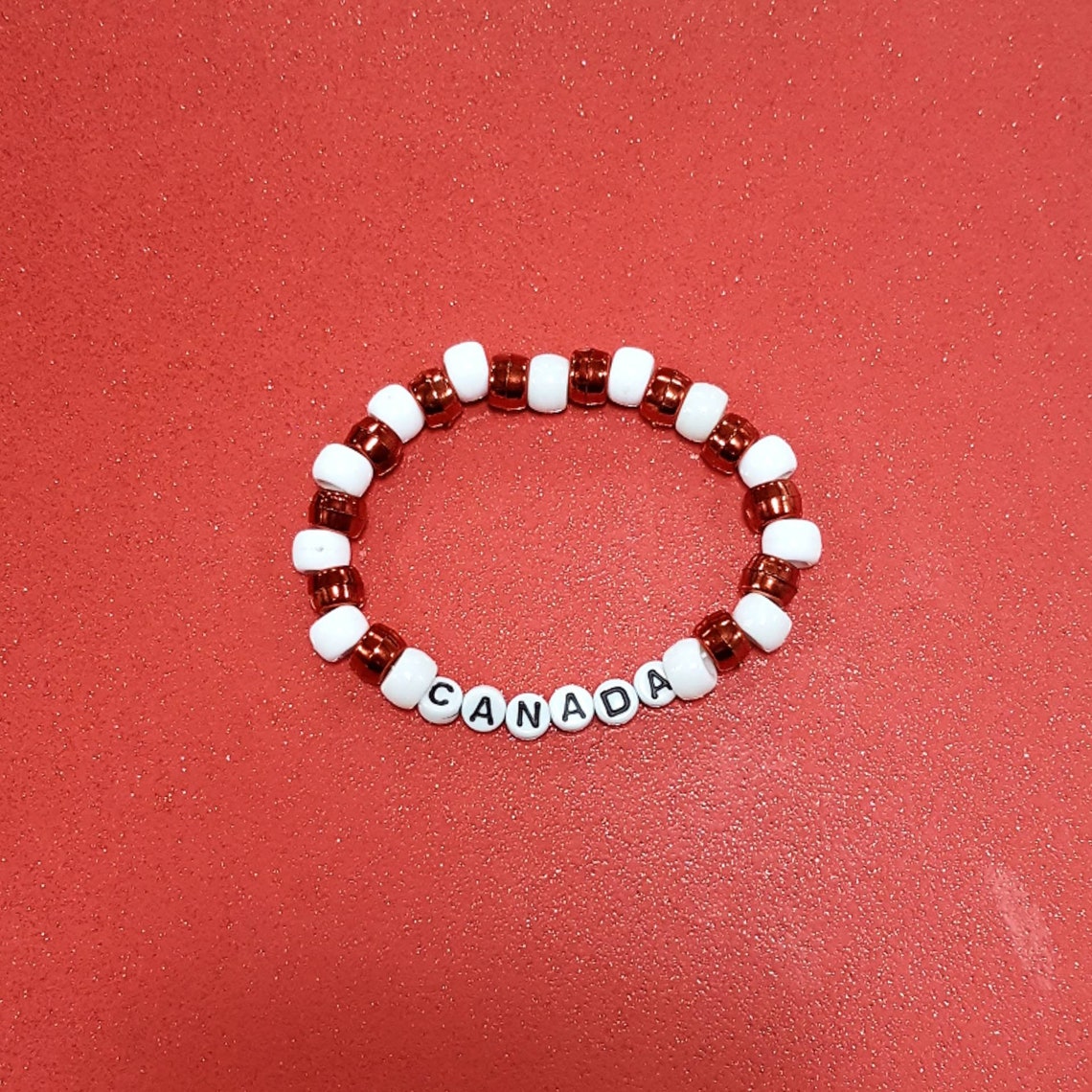 Beaded Canada Bracelet Plastic Bead Stretch Letter Bracelet Etsy