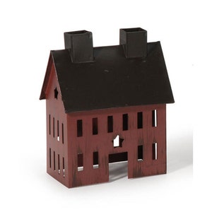 Miniature Painted Burgundy Tin House-4 x 2.5 x 5 in. TR22-10-22 for Fairy gardens,dollhouse.train,model rr,container garden