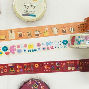 Japanese Washi Tape | Kira-Kira | Coffee - Scandinavian - Autumn | World Craft