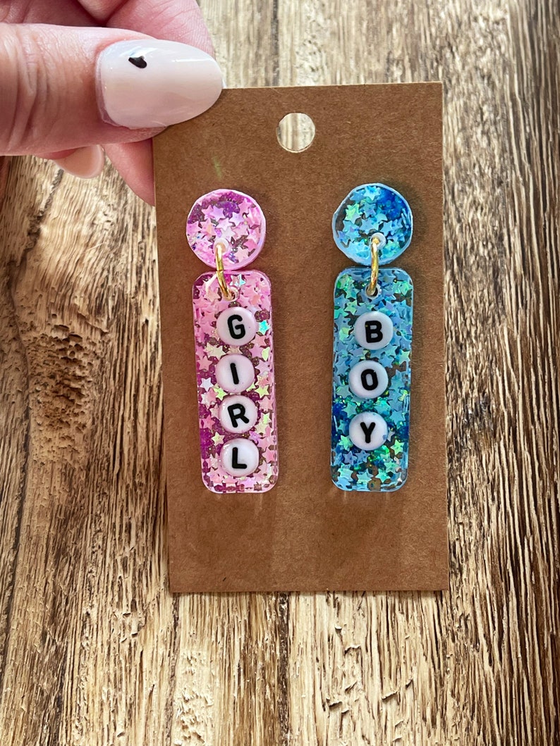 Gender Reveal Baby Shower Earrings Etsy