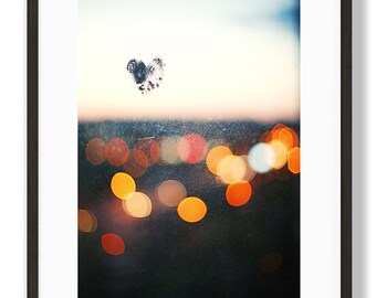 City Lights Photography Print: Heart Valentine Wall Art (Digital Download)