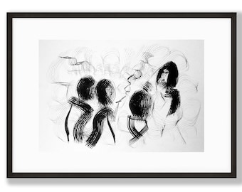 Ink Drawing Print: Abstract Black & White Wall Art (Digital Download)