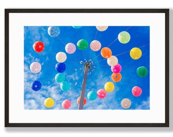 Colorful Lanterns Photography Print: Sky Wall Art (Digital Download)