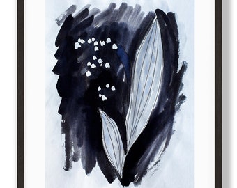 Black & White Flower Illustration: Modern Wall Art (Digital Download)
