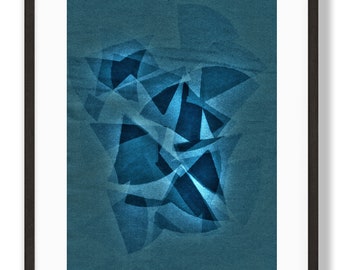 Blue Geometric Abstract Art Print: Modern Office Decor (Digital Download)