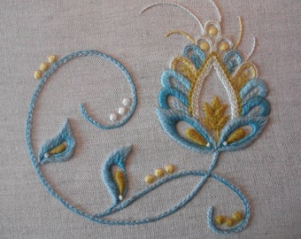 Spring Mixed Thread Crewelwork Embroidery Kit PDF download instructions