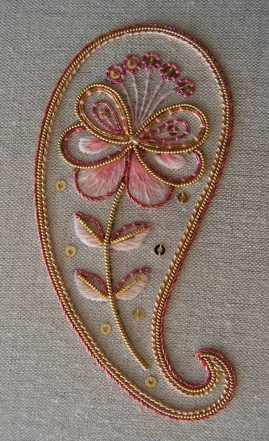 Decorative Goldwork Paisley Embroidery Kit Etsy