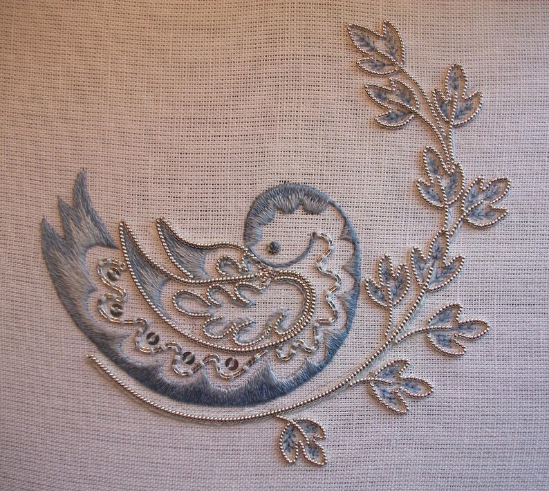 Silver dove embroidery kit  etsy