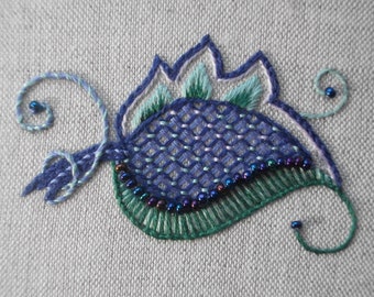 Miniature Crewelwork Leaf Embroidery Kit PDF download instructions