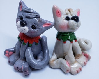 Cat ornament, Cat figurine Cute cat Love miniature Cat handmade, polymer clay Cat Kitten Collectible Ornaments