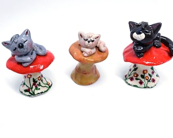 Cat Figurines, Small Cat Ornaments