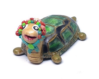 Miniatur Schildkröte handgemachte Fimo - grüne Schildkröte Dekoration, Tierfiguren, Figuren & Knacks