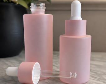 Opake, mattierte, rosa Glas-Tropfflaschen | Nachfüllbare Hautpflegeverpackungen, Reisekosmetik