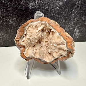 Mini Druzy Filled Pink Amethyst Geode with Striped Border from Argentina, AAA Grade