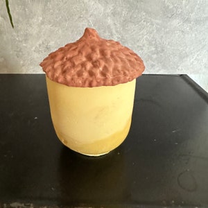 Yellow Acorn Shaped Handmade Jar Gifts Under 40 for the Home Inspired by Nature