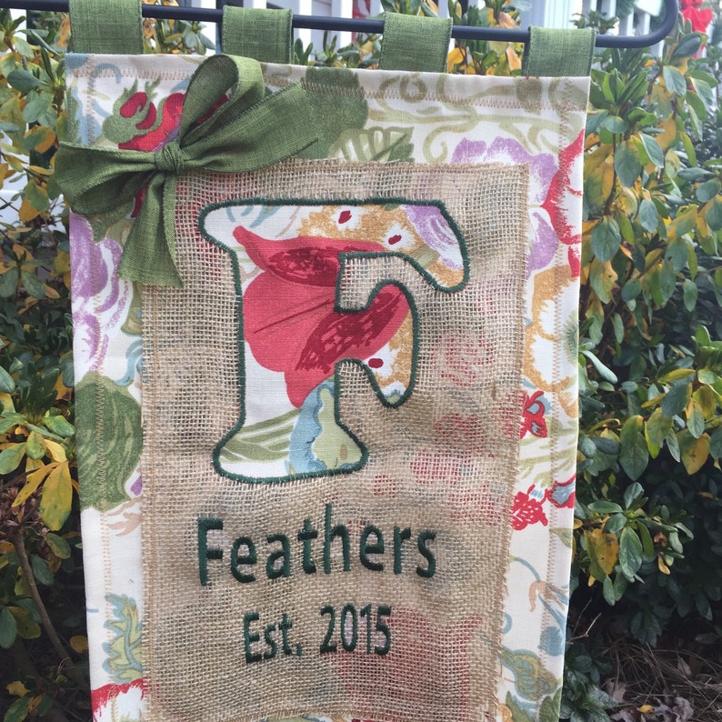 Customized Appliqued Monogram Burlap Garden Flag Etsy