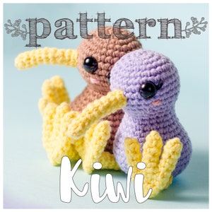 PATTERN Little Kiwi - bird crochet New Zealand amigurumi (Crochet pattern in English - Spanish)
