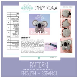 PATTERN Candy Koala Amigurumi koala crochet doll pattern in English and Spanish image 6