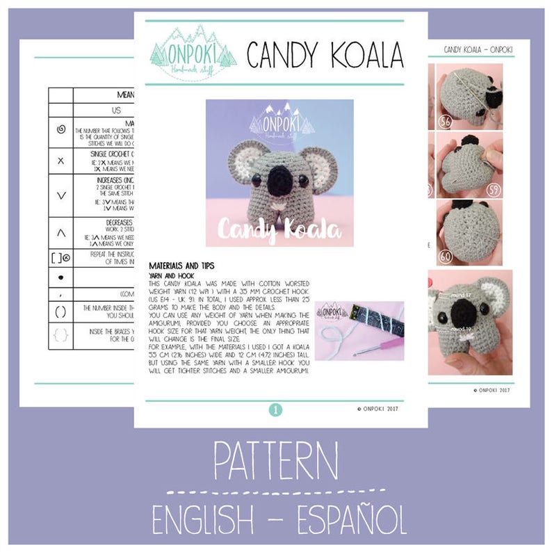 PATTERN Candy Koala Amigurumi koala crochet doll pattern in English and Spanish image 6