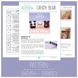 PATTERN Candy Bears bears crochet amigurumi doll 3 patterns in 1 pattern in English and Spanish image 7