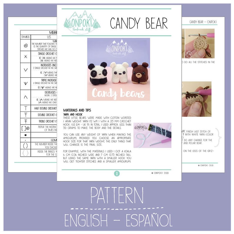 PATTERN Candy Bears bears crochet amigurumi doll 3 patterns in 1 pattern in English and Spanish image 7