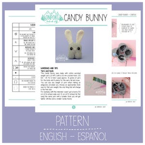 PATTERN Candy Bunny Amigurumi bunny crochet rabbit pattern in English and Spanish image 4