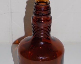 Vintage Brown Glass Bottle Ribbed Neck